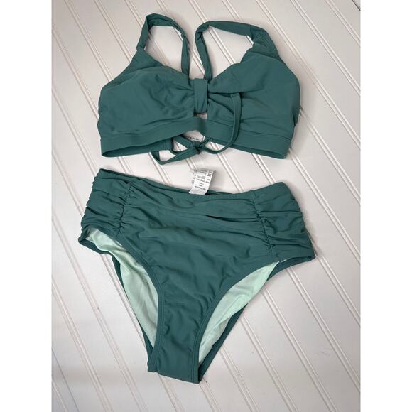 NWT Cupshe Black Colorblock Bralette & High Waist Bikini Swimsuit BUNDLE Size M - Picture 4 of 7